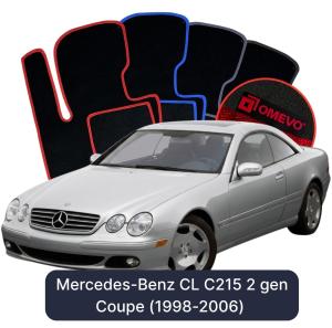 OMEVO Velours-Autofußmatten für Mercedes-Benz CL C215 2 gen Coupe (1998-2006)