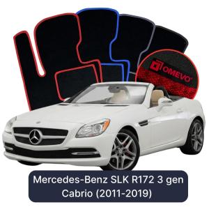 OMEVO Velours-Autofußmatten für Mercedes-Benz SLK R172 3 gen Cabrio (2011-2019)