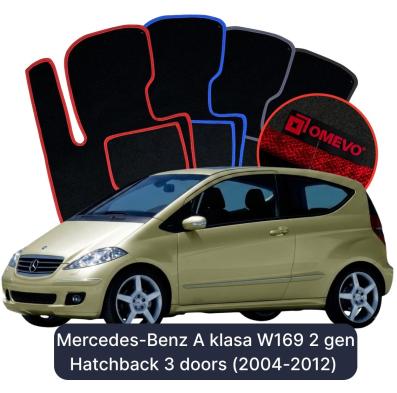 Velours-Autofußmatten OMEVO für Mercedes-Benz A-Klasse W169 2 gen Schrägheck 3-Türer (2004-2012)