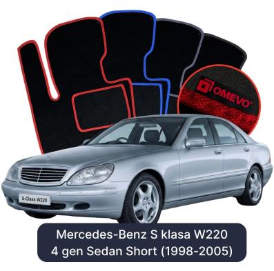 Velours-Autofußmatten OMEVO für Mercedes-Benz S-Klasse W220 4 gen Limousine Kurzversion (1998-2005)