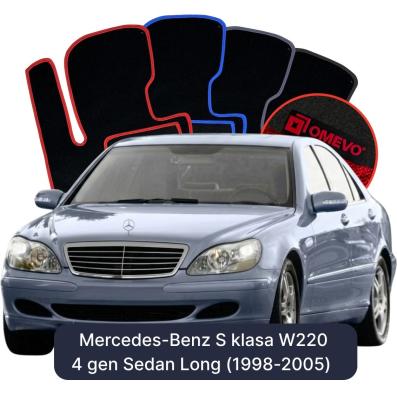Velours-Autofußmatten OMEVO für Mercedes-Benz S-Klasse W220 4 gen Limousine Langversion (1998-2005)
