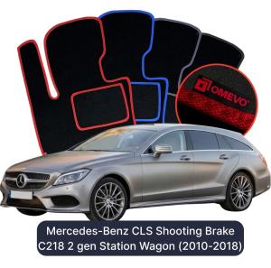 OMEVO Velours-Autofußmatten für Mercedes-Benz CLS Shooting Brake C218 2 gen Kombi (2010-2018)