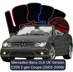 OMEVO Velours-Autofußmatten für Mercedes-Benz CLK C209 2 gen Coupe Englische Version (2002-2009)