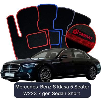 Velours-Autofußmatten OMEVO für Mercedes-Benz S-Klasse 5-Sitzer W223 7 gen Limousine Kurzversion (2020-2023)