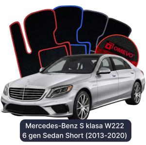 OMEVO Velours-Autofußmatten für Mercedes-Benz S-Klasse W222 6 gen Limousine Kurzversion (2013-2020)