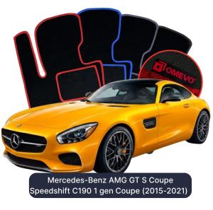 OMEVO Velours-Autofußmatten für Mercedes-Benz AMG GT S Coupe Speedshift C190 1 gen Coupe (2015-2021)