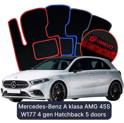 Velours-Autofußmatten OMEVO für Mercedes-Benz A-Klasse AMG 45S W177 4 gen Kompakt 5 Türer (2019-2025)