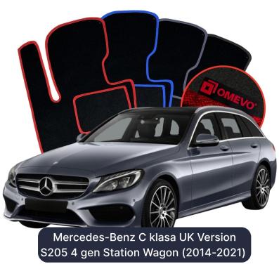 Velours-Autofußmatten OMEVO für Mercedes-Benz C-Klasse Englische Version S205 4 gen Kombi (2014-2021)