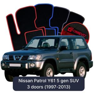 OMEVO Velours-Autofußmatten für Nissan Patrol Y61 5 gen SUV 3 Türer (1997-2013)
