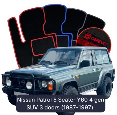 Velours-Autofußmatten OMEVO für Nissan Patrol 5-Sitzer Y60 4 gen SUV 3 Türer (1987-1997)