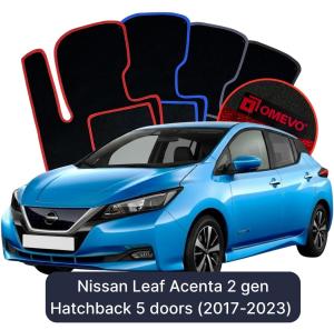 OMEVO Velours-Autofußmatten für Nissan Leaf Acenta 2 gen Kompakt 5 Türer (2017-2023)