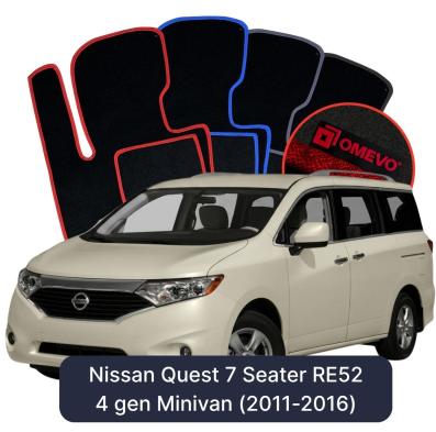 Velours-Autofußmatten OMEVO für Nissan Quest 7-Sitzer RE52 4 gen Minivan (2011-2016)