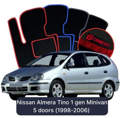 Velours-Autofußmatten OMEVO für Nissan Almera Tino 1 gen Minivan 5 Türen (1998-2006)