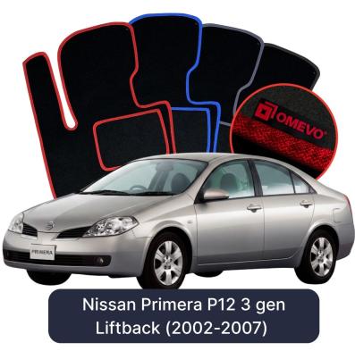 Velours-Autofußmatten OMEVO für Nissan Primera P12 3 gen Liftback (2002-2007)