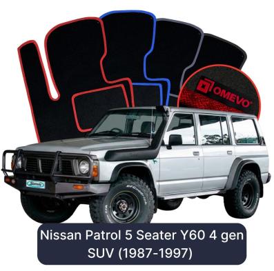 Velours-Autofußmatten OMEVO für Nissan Patrol 5-Sitzer Y60 4 gen SUV (1987-1997)