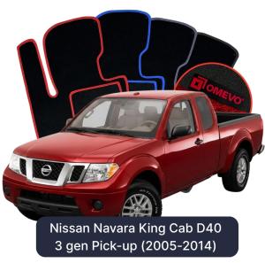 OMEVO Velours-Autofußmatten für Nissan Navara King Cab D40 3 gen Pick-up (2005-2014)