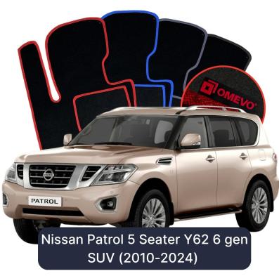 Velours-Autofußmatten OMEVO für Nissan Patrol 5-Sitzer Y62 6 gen SUV (2010-2024)