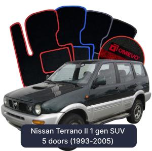 OMEVO Velours-Autofußmatten für Nissan Terrano II 1 gen SUV 5 Türer (1993-2005)