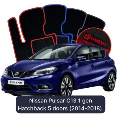 Velours-Autofußmatten OMEVO für Nissan Pulsar C13 1 gen Kompakt 5 Türer (2014-2018)