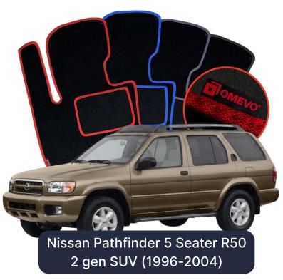 Velours-Autofußmatten OMEVO für Nissan Pathfinder 5-Sitzer R50 2 gen SUV (1996-2004)