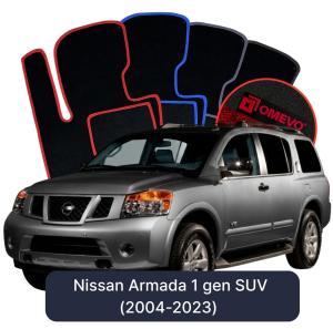 OMEVO Velours-Autofußmatten für Nissan Armada 1 gen SUV (2004-2023)