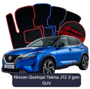 OMEVO Velours-Autofußmatten für Nissan Qashqai Tekna J12 3 gen SUV (2021-2025)