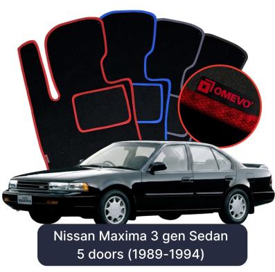 Velours-Autofußmatten OMEVO für Nissan Maxima 3 gen Limousine 5 Türer (1989-1994)