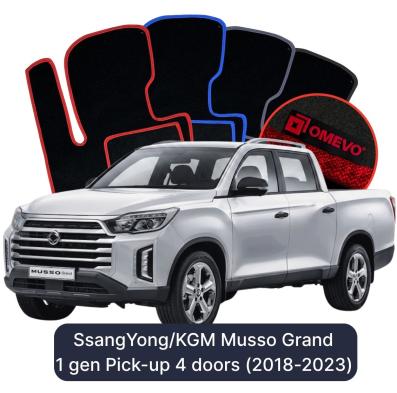 Velours-Autofußmatten OMEVO für SsangYong Musso Grand 1 gen Pick-up 4 Türer (2018-2023)