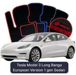 OMEVO Velours-Autofußmatten für Tesla Model 3 Long Range Europäische Version 1 gen Limousine (2017-2025)