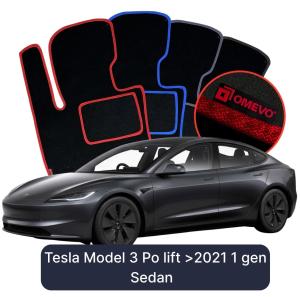 OMEVO Velours-Autofußmatten für Tesla Model 3 Facelift >2021 1 gen Limousine (2017-2025)
