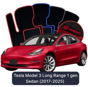 OMEVO Velours-Autofußmatten für Tesla Model 3 Long Range 1 gen Limousine (2017-2025)