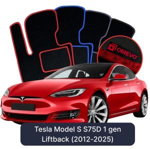 OMEVO Velours-Autofußmatten für Tesla Model S S75D 1 gen Liftback (2012-2025)
