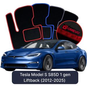 OMEVO Velours-Autofußmatten für Tesla Model S S85D 1 gen Liftback (2012-2025)