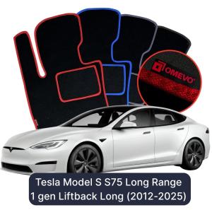 OMEVO Velours-Autofußmatten für Tesla Model S S75 Long Range 1 gen Schrägheck Lang (2012–2025)