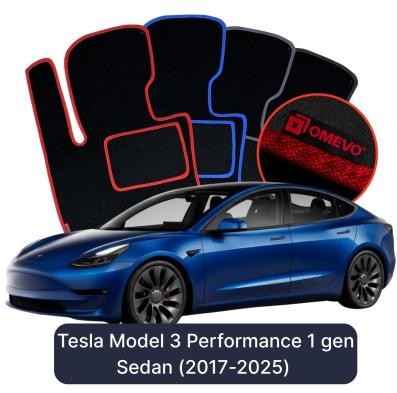 Velours-Autofußmatten OMEVO für Tesla Model 3 Performance 1 gen Limousine (2017-2025)