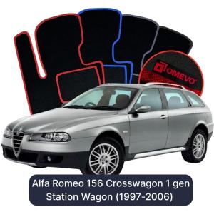 OMEVO Velours-Autofußmatten für Alfa Romeo 156 Crosswagon 1 gen Kombi (1997-2006)