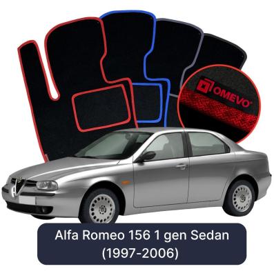 Velours-Autofußmatten OMEVO für Alfa Romeo 156 1 gen Limousine (1997-2006)