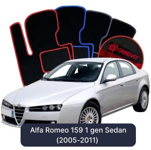 OMEVO Velours-Autofußmatten für Alfa Romeo 159 1 gen Limousine (2005-2011)