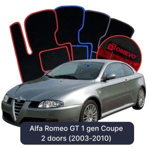 OMEVO Velours-Autofußmatten für Alfa Romeo GT 1 gen Coupe 2 Türer (2003-2010)