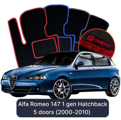 Velours-Autofußmatten OMEVO für Alfa Romeo 147 1 gen Kompakt 5 Türer (2000-2010)