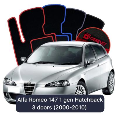 Velours-Autofußmatten OMEVO für Alfa Romeo 147 1 gen Kompakt 3 Türer (2000-2010)
