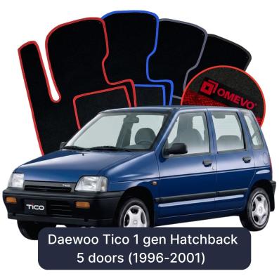 Velours-Autofußmatten OMEVO für Daewoo Tico 1 gen Kompakt 5 Türer (1996-2001)