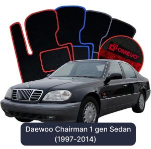 OMEVO Velours-Autofußmatten für Daewoo Chairman 1 gen Limousine (1997-2014)