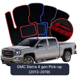 OMEVO Velours-Autofußmatten für GMC Sierra 4 gen Pick-up (2013-2019)