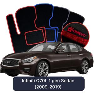 OMEVO Velours-Autofußmatten für Infiniti Q70L 1 gen Limousine (2009-2019)