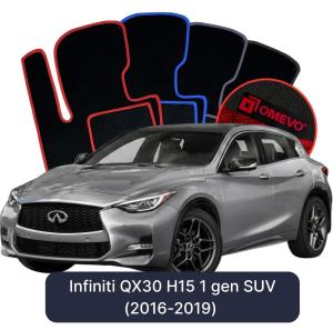 OMEVO Velours-Autofußmatten für Infiniti QX30 H15 1 gen SUV (2016-2019)
