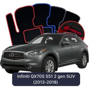 OMEVO Velours-Autofußmatten für Infiniti QX70S S51 2 gen SUV (2013-2018)