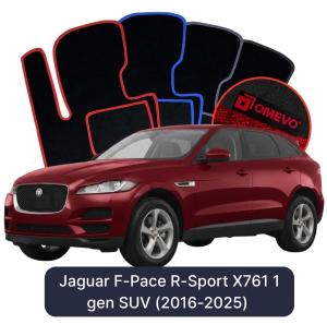 OMEVO Velours-Autofußmatten für Jaguar F-Pace R-Sport X761 1 gen SUV (2016-2024)