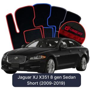 OMEVO Velours-Autofußmatten für Jaguar XJ X351 8 gen Limousine Kurzversion (2009-2019)