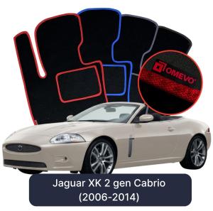 OMEVO Velours-Autofußmatten für Jaguar XK 2 gen Cabrio (2006-2014)